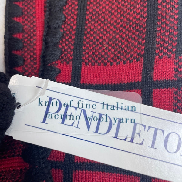Unisex One Size Pendleton Red and Black Plaid Scarf New