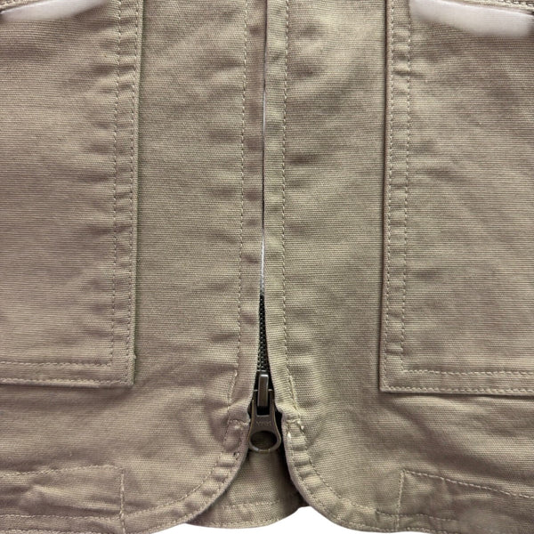 Duluth Trading Mens Tan Utility Vest Functional Storage Durable Zip Vest