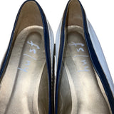 FS/NY Women’s White & Navy Leather Slip-On Floral Accent Ballet Flats Size 9