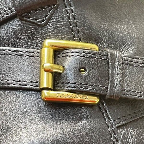 Coach Women’s Black Leather Buckle Detail Monique Riding Boots Size 6.5B