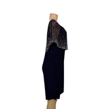 MSK Womens Navy Polyester Beaded Chiffon Overlay Midi Dress Size M