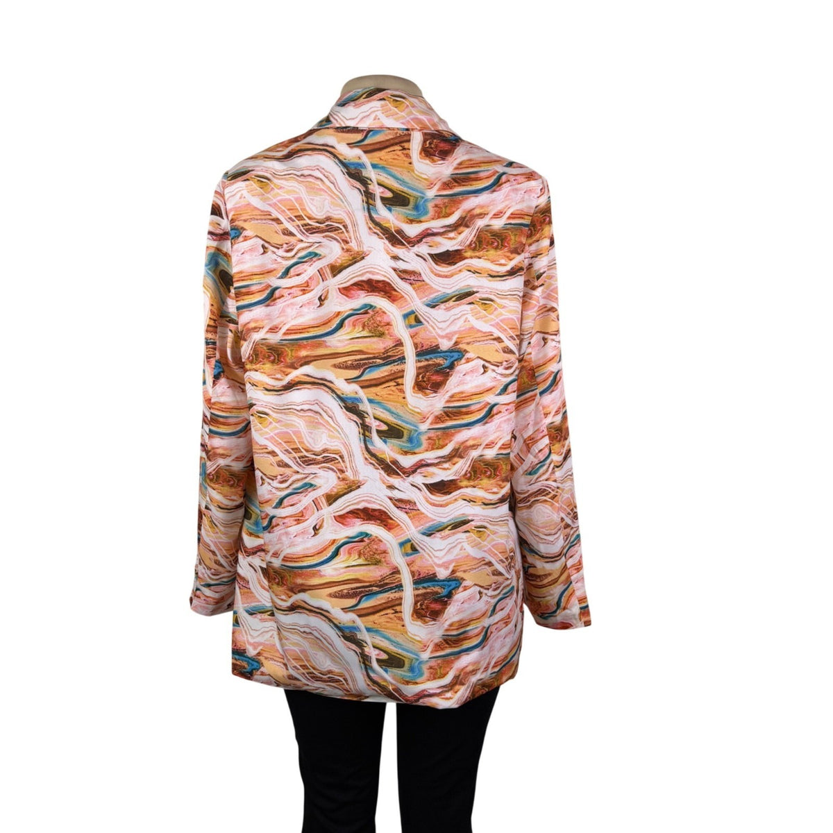 Pretty Little Thing Womens Multicolor Marble Print Oversized Blazer Size 6