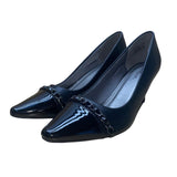 Marbella Women’s Black Chain Accent Pointed Capped Toe Chandler Heels Size 9W