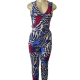 Can Tao Multicolor Sleeveless Sz XS/S Button-Up on Back Waist Tie Women Jumpsuit
