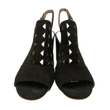 Halogen Women’s Black Suede Cutout Slingback Chunky Heel Sandals Size 10M