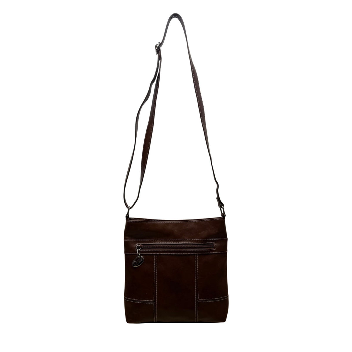 Nine West Women’s Brown Faux Leather Zip Closure Adjustable Strap Crossbody Bag