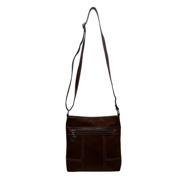Nine West Women’s Brown Faux Leather Zip Closure Adjustable Strap Crossbody Bag
