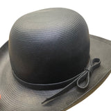 Adolfo II Womens Black Straw Bowler Hat Woven Ribbon Bow Accent Vintage Style