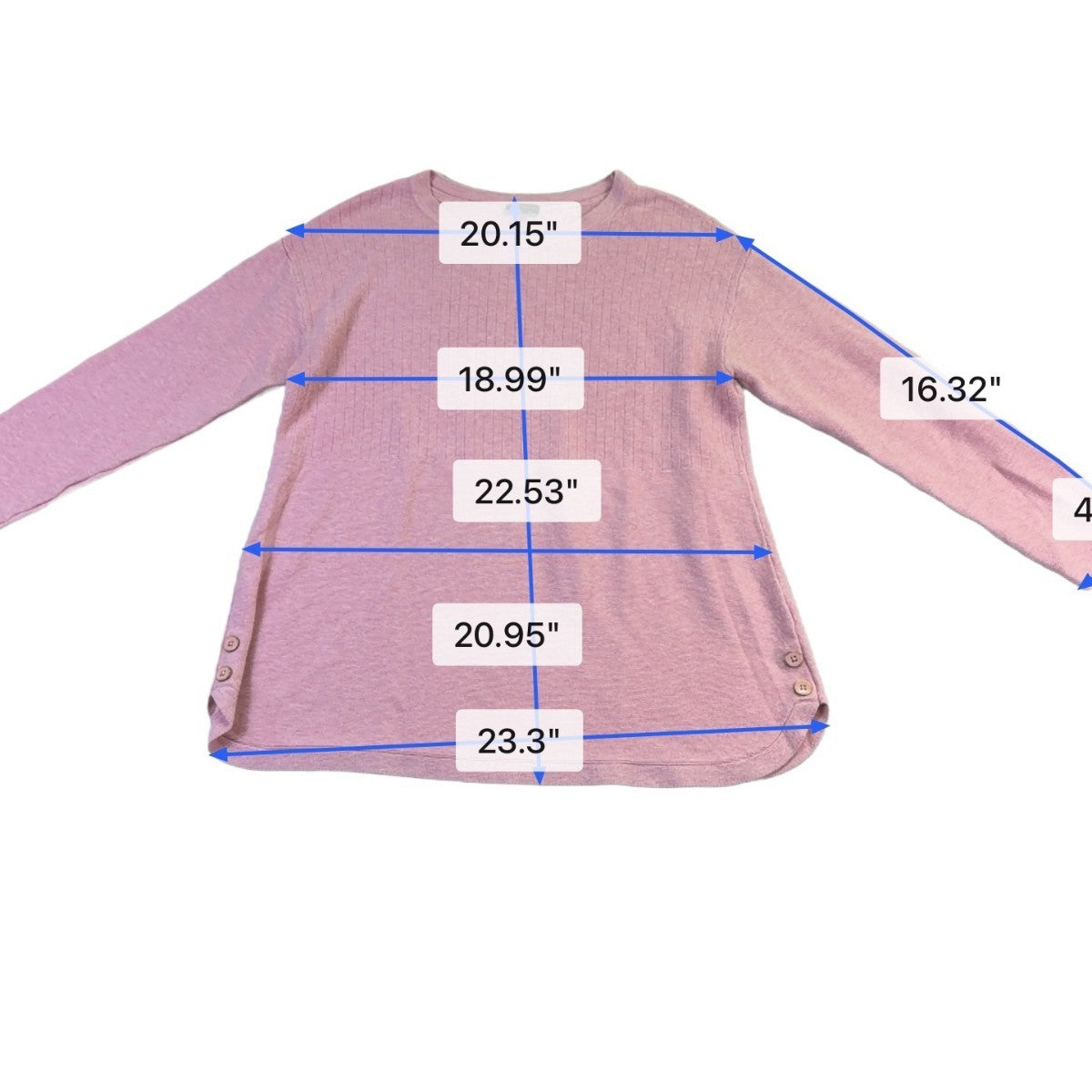 Talbots Womens Pink Long Sleeve Button Detail Tunic Top Size L