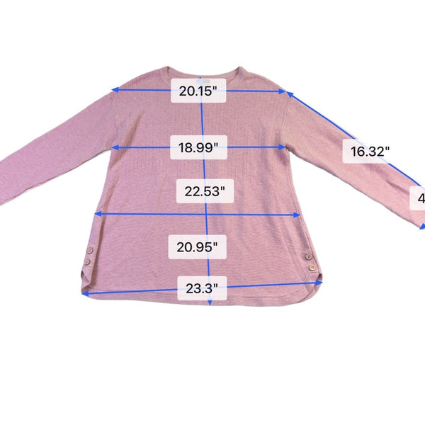 Talbots Womens Pink Long Sleeve Button Detail Tunic Top Size L