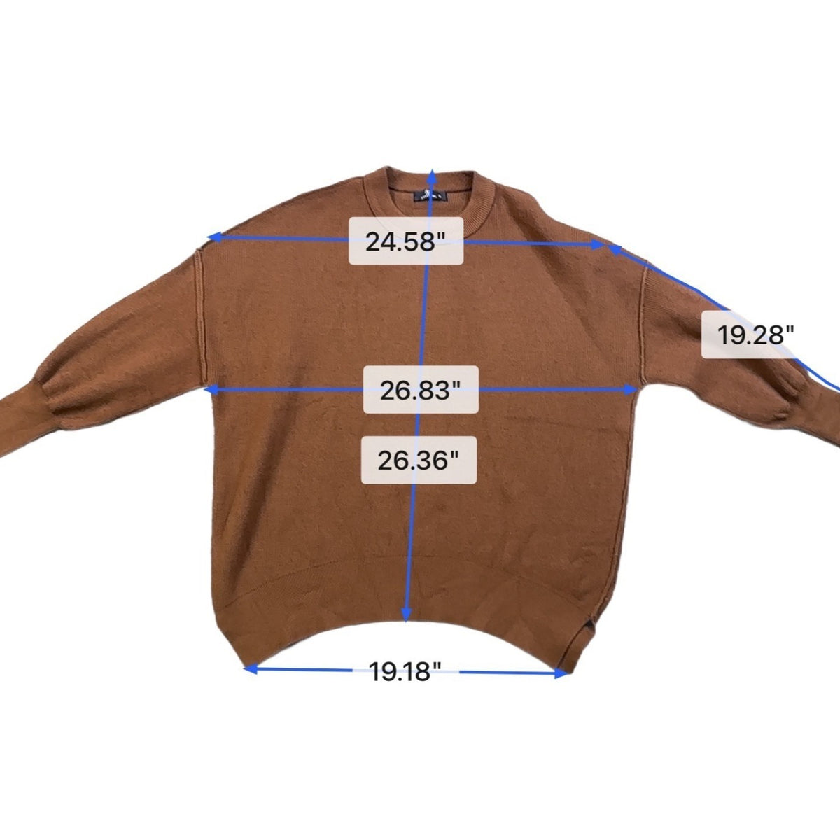Lilusory Womens Brown Knit Sweater  Oversized Dolman Sleeve Pullover Sz S