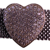 Stainless Steel Women Silver Tone Heart Bracelet With Sterling Silver Accents