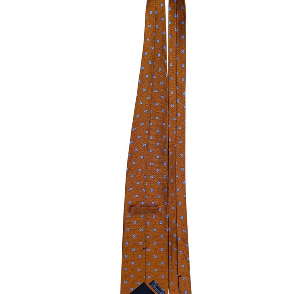Faconnable  Mens Orange & Blue Floral Silk Necktie Elegant Design