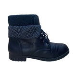 Torrid Women’s Black Faux Leather Side Zipper Fold-Over Ankle Boots Size 12W