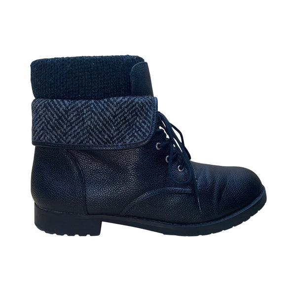 Torrid Women’s Black Faux Leather Side Zipper Fold-Over Ankle Boots Size 12W
