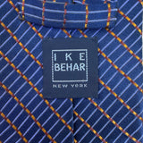 Ike Behar Mens Navy Silk Tie Geometric Plaid Design 59