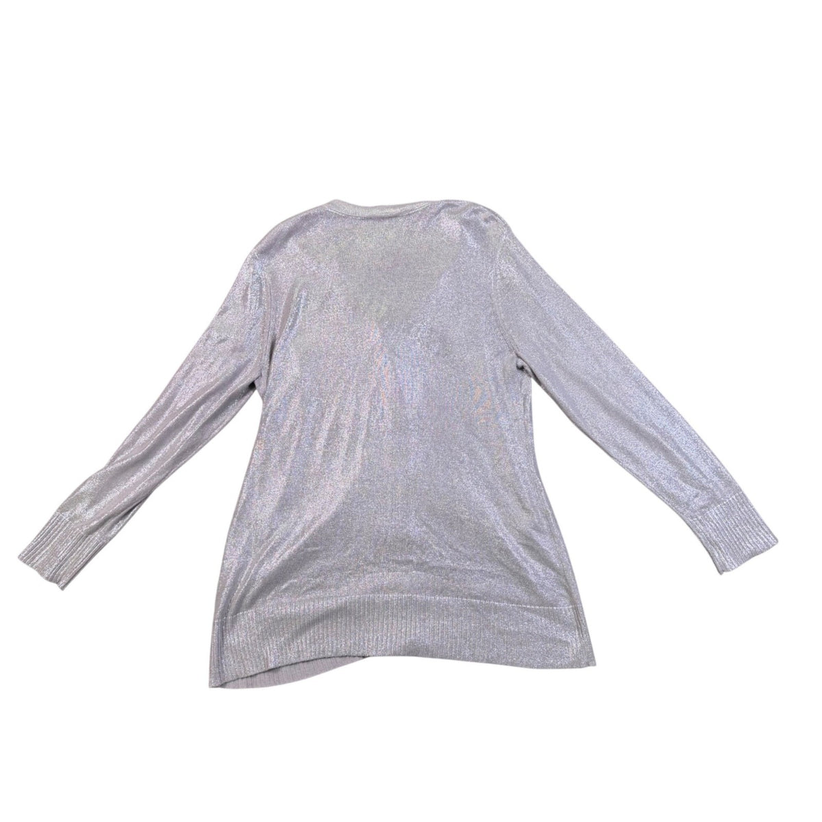 Chicos Womens Silver Metallic Button-Front Cardigan Sweater Size 2
