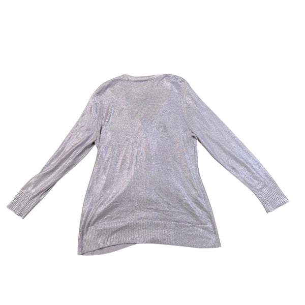 Chicos Womens Silver Metallic Button-Front Cardigan Sweater Size 2