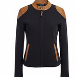 Lauren Ralph Lauren Womens Black Faux Leather-Trim Jacket Zipper Size S