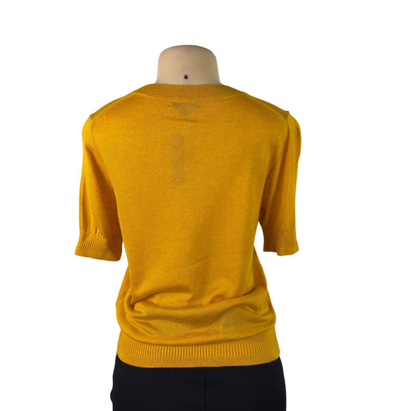J.Crew Womens Mustard Yellow Lyocell Blend Short Sleeve Sweater Size M