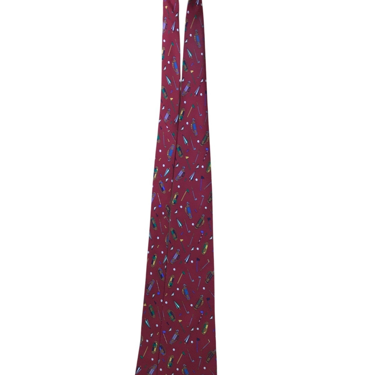 Save The Children Mens Red Silk Golf Themed Novelty Tie "Lets Go Golfin"