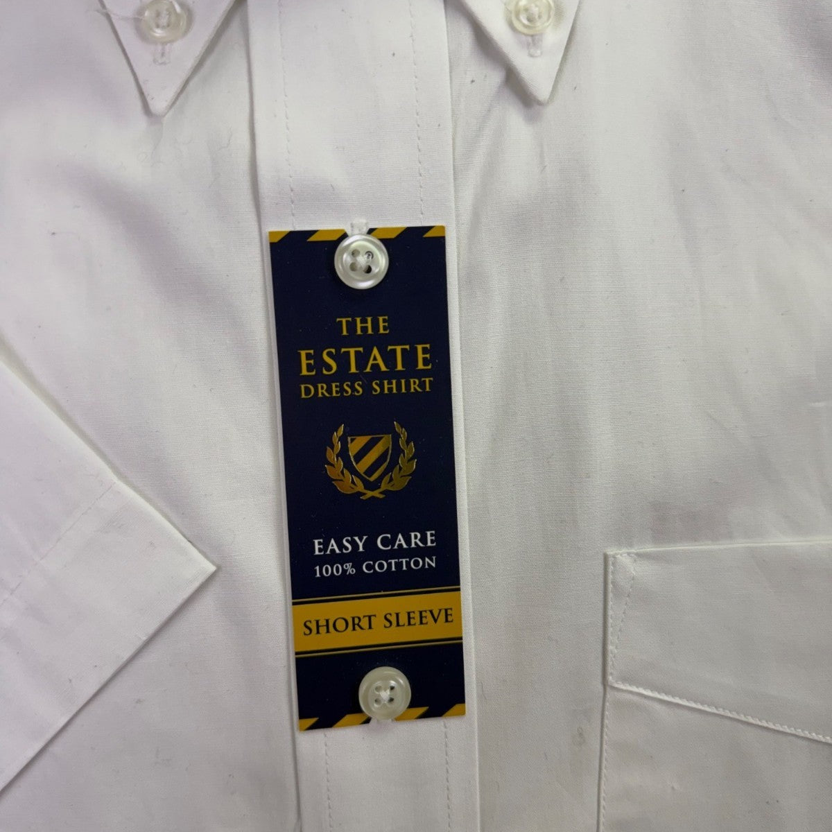 Club Room Mens White Regular Fit The Estate Dress Shirt Short Sleeve Sz 15