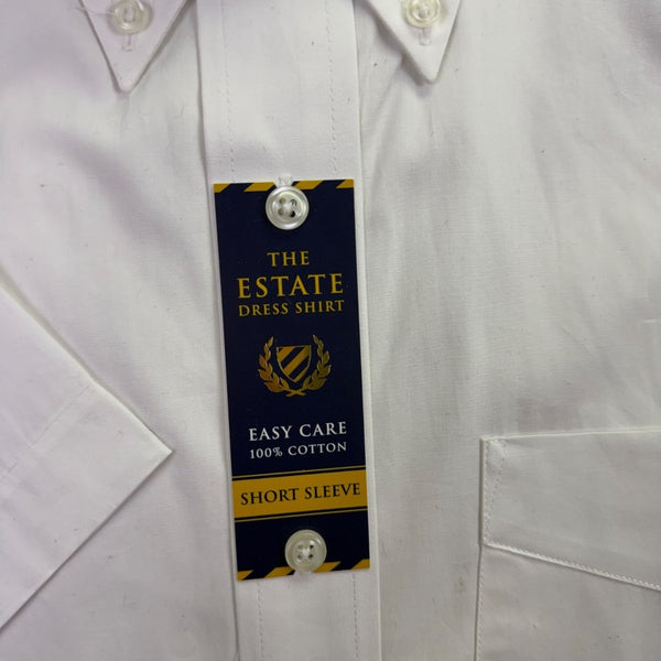 Club Room Mens White Regular Fit The Estate Dress Shirt Short Sleeve Sz 15