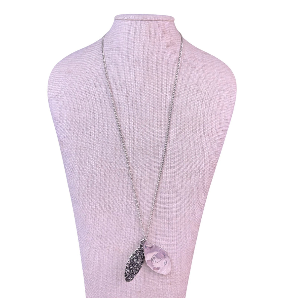 Sterling Silver 925 Womens Floral Textured Pendant Necklace With Chain