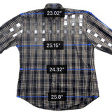 Faconnable Mens Navy & Beige Plaid Button-Up Shirt Casual Fit Size XL