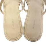 Balenciaga Women’s White Leather Logo Embossed Mid-Heel Slide Sandals Sz EU39.5