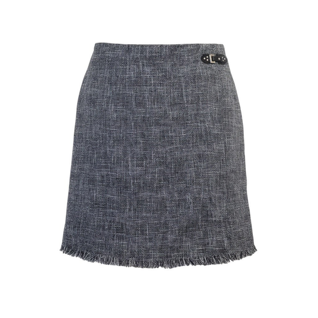 Dressbarn Womens Gray Tweed Mini Skirt With Fringe Hem & Buckle Detail Size 22W
