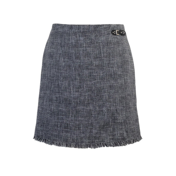 Dressbarn Womens Gray Tweed Mini Skirt With Fringe Hem & Buckle Detail Size 22W