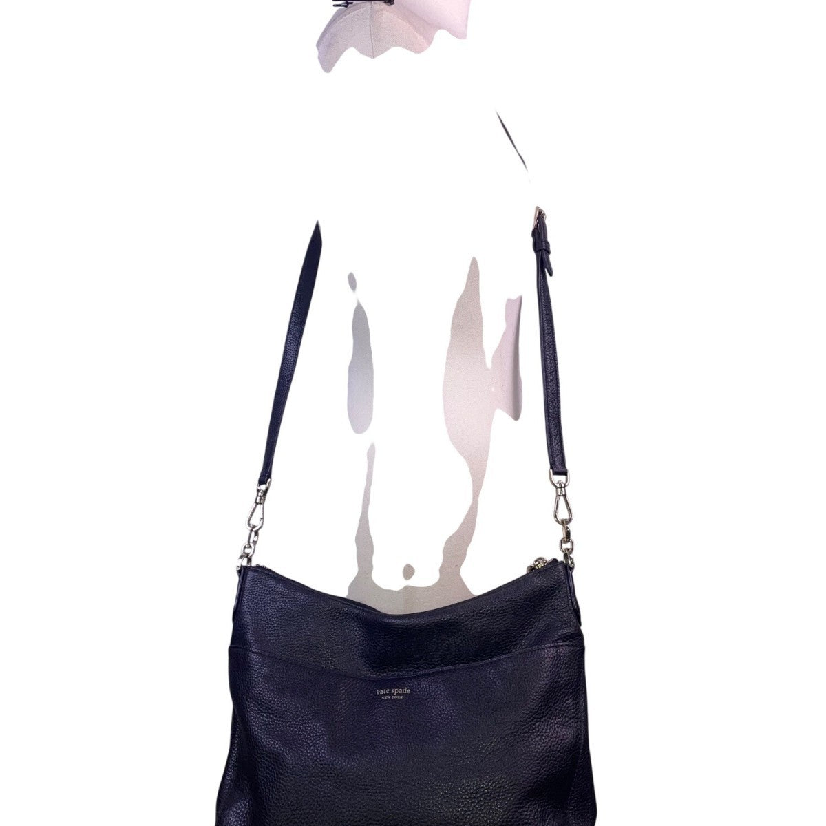 Kate Spade Women’s Black Leather Adjustable Strap Zip Closure Crossbody Bag
