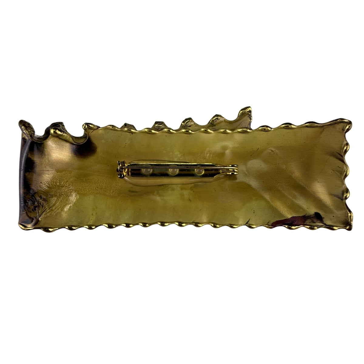 Vintage Large Artisan Mixed Metal Pin Brooch Abstract Brass Copper Handmade Uniq