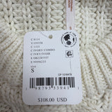 Free People Womens Ivory & Navy Cable Knit Crew Neck Sweater Striped Size S