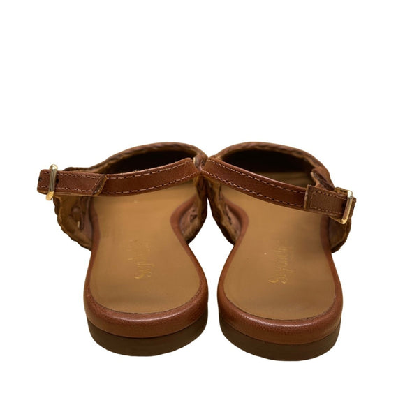 Seychelles Women’s Brown Leather Woven Buckle Closure Slingback Flats Size 8