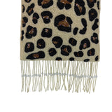 Handcrafted Beaded Leopard Print Double Handles With Fringe Women’s Clutch Sz S