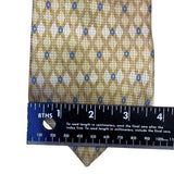 Crazy Horse Mens Gold & Blue Printed 100% Silk Tie Diamond Pattern