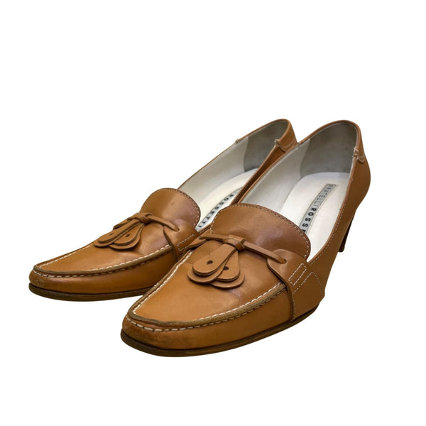 Fratelli Rossetti Women’s Tan Leather Tassel Detail Heeled Loafers Size 7.5
