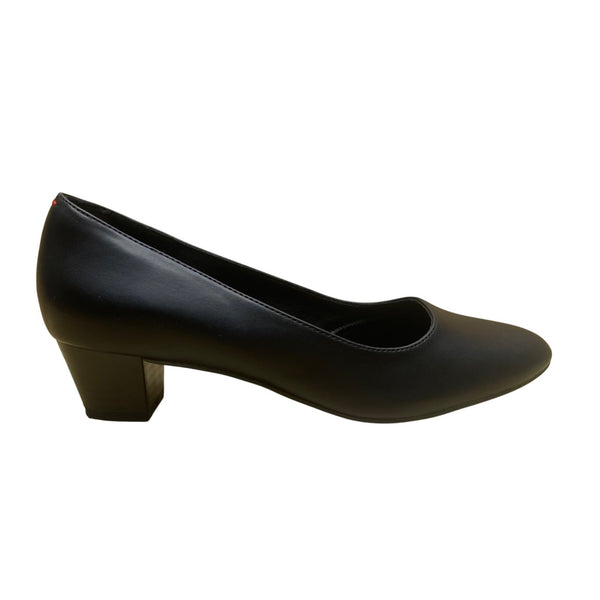 Trary Women’s Black PU Leather Comfort Slip-On  Low-Heel Pumps Size 6