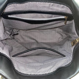 Mia K Farrow Women’s Black Faux Leather Gold Accents Zipper Pockets Tote Bag