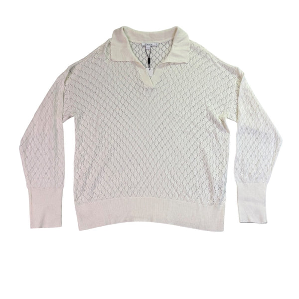 Chicos Womens Cream Knit Pullover Sweater Acetate/Modal Blend Size L