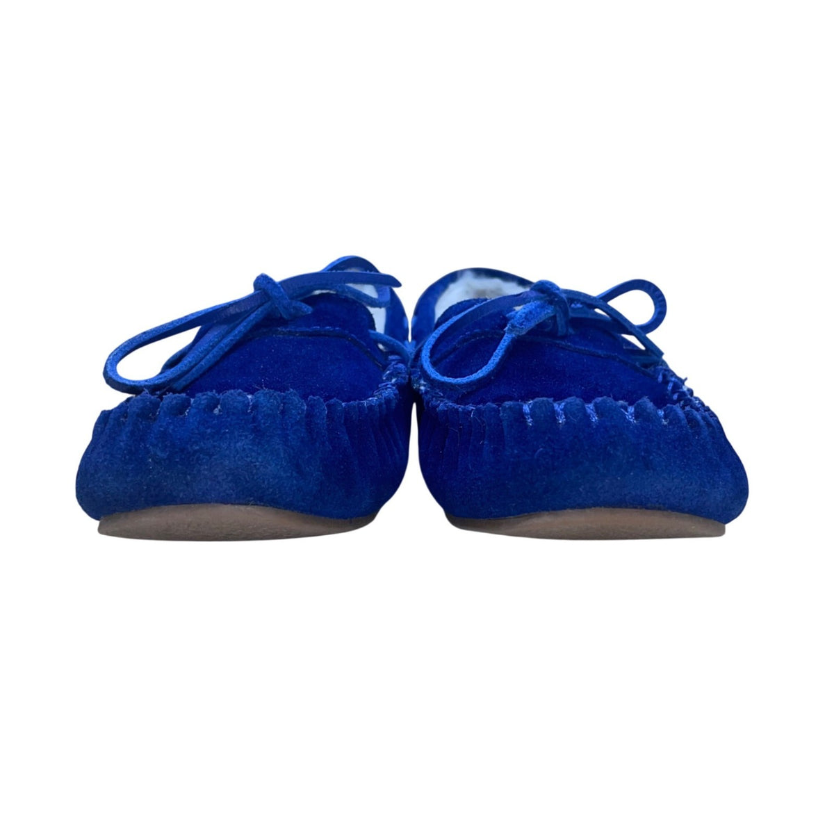 Talbots Women’s Blue Velvet Faux Fur-Lined Top Sider Moccasin Slippers Size 6M