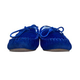 Talbots Women’s Blue Velvet Faux Fur-Lined Top Sider Moccasin Slippers Size 6M