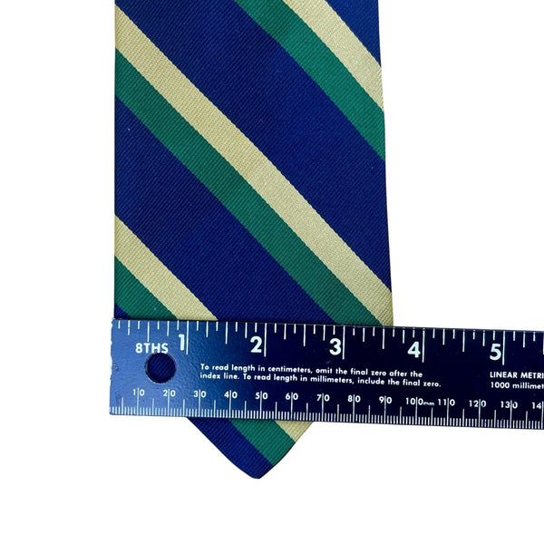 Vintage Brooks Brothers Blue & Green Striped Silk Tie Classic Design