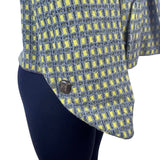 A Kolmer Womens Yellow & Gray Open Front Petite Blazer Textured Checkered Design