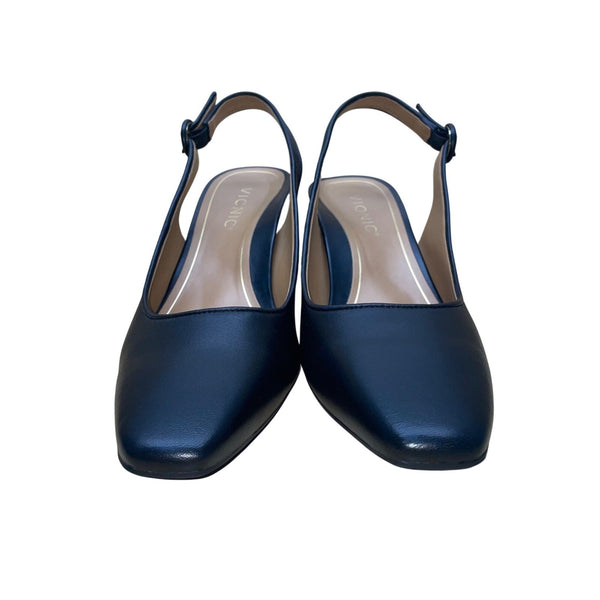 Women’s Black Leather Perris Slingback Heels Size 9.5