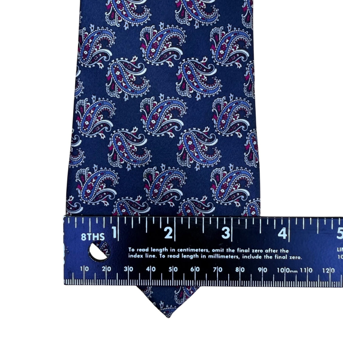 Christian D Mens Blue Silk Paisley Necktie Made In USA Fabric Woven In Italy
