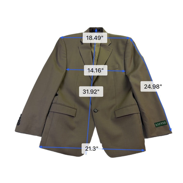 Lauren Ralph Lauren Mens Olive Wool Blazer Suit Jacket 100% Wool 