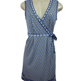 Max Studio Womens Sleeveless Wrap Dress Blue Print XS